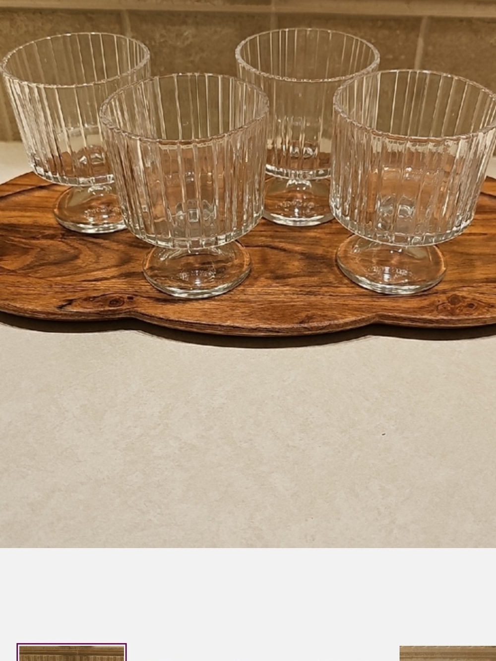 Hearth & Hand Clear Ribbed Glass Footed 8 Oz. Parfait Cups - Set of 4